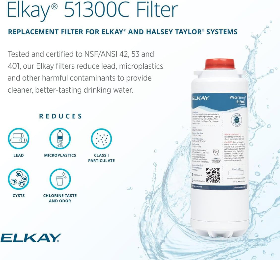 Elkay 51300C/ERF750/55898C High-Cap Filter, for Bottle Fillers & Coolers