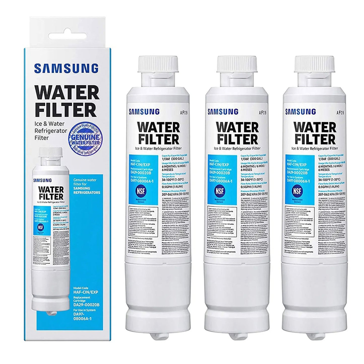 DA29-00020B Refrigerator Water Filter– Carbon Block, Contaminant Reduction – Fresh Water & Ice – Easy Install