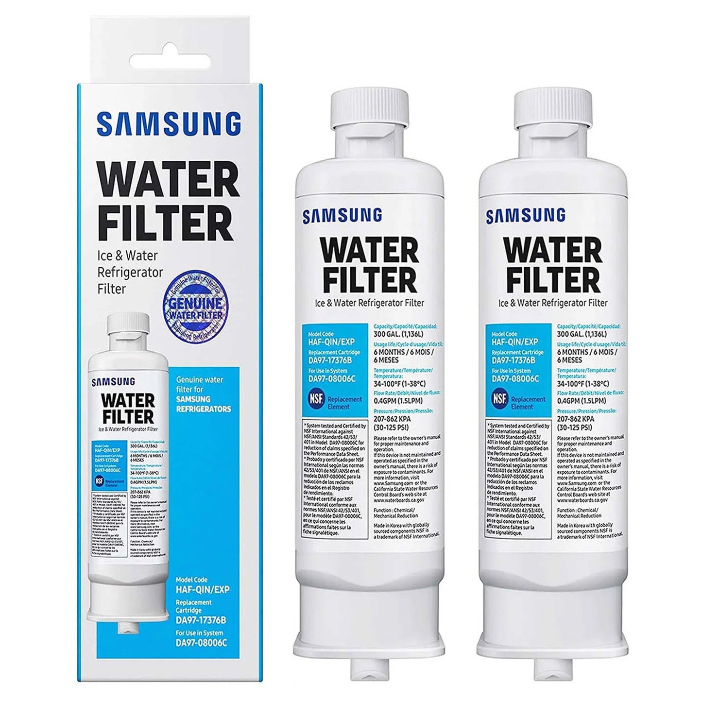 DA97-17376B Refrigerator Water Filter, Reduces Harmful Contaminants for Clean Drinking Water, Easy Install