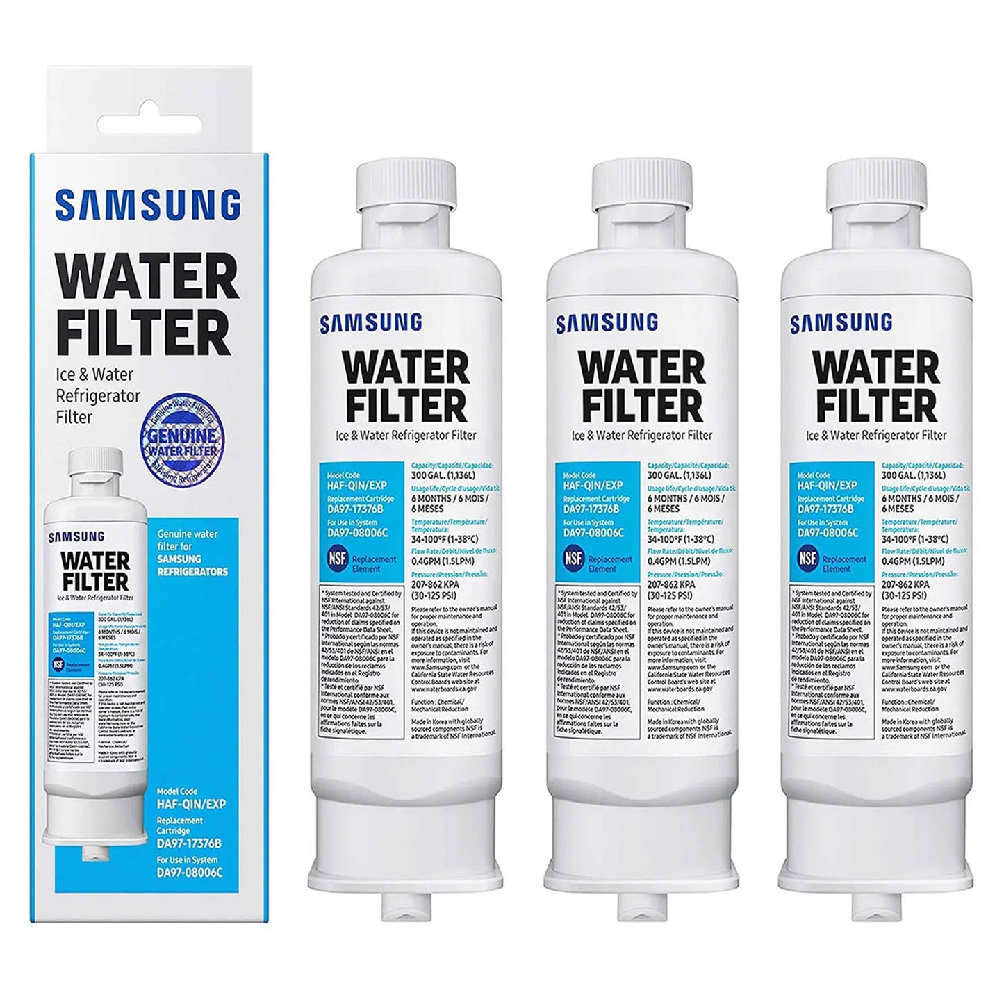 DA97-17376B Refrigerator Water Filter, Reduces Harmful Contaminants for Clean Drinking Water, Easy Install