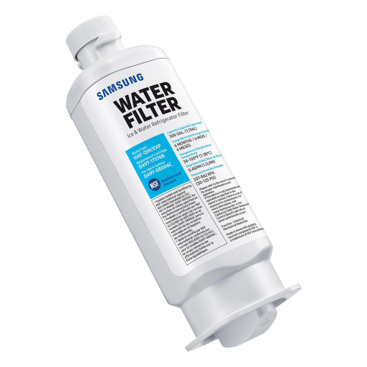 DA97-17376B Refrigerator Water Filter, Reduces Harmful Contaminants for Clean Drinking Water, Easy Install