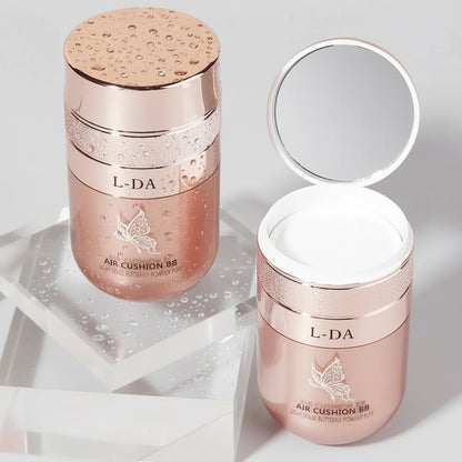 L-DA air cushion BB cream packaging on a yellow background