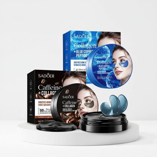 Collagen blue copper peptide and caffeine under eye masks for dark circles anti aging eye care skincare patches