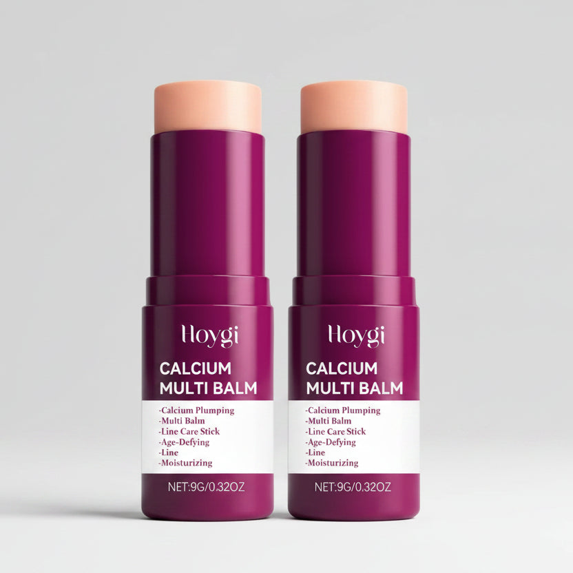 Two Hoygi Calcium Multi Balm sticks on a white background
