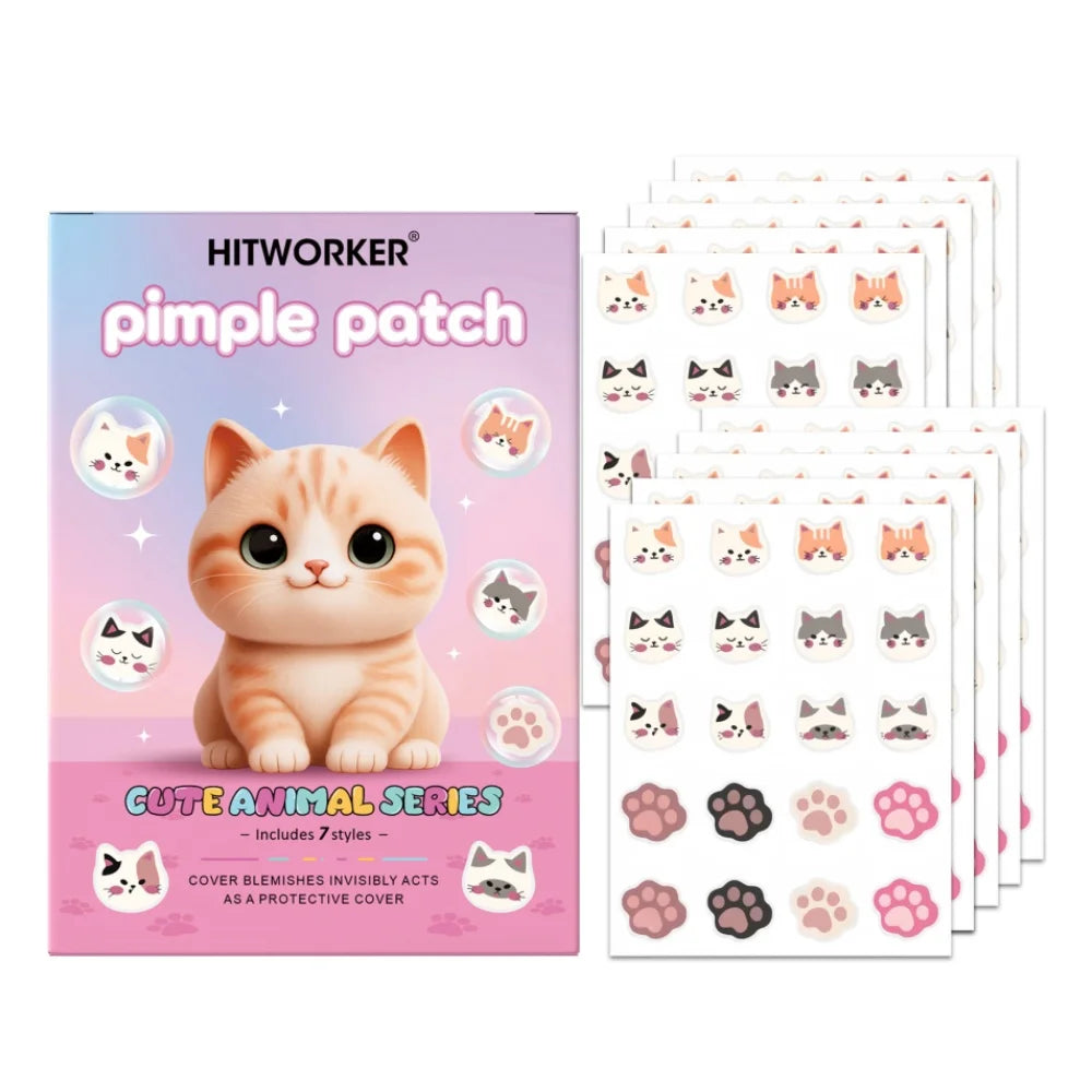 Cute Cat Hydrocolloid Acne Patches – Invisible Pimple Spot Cover (200psc).